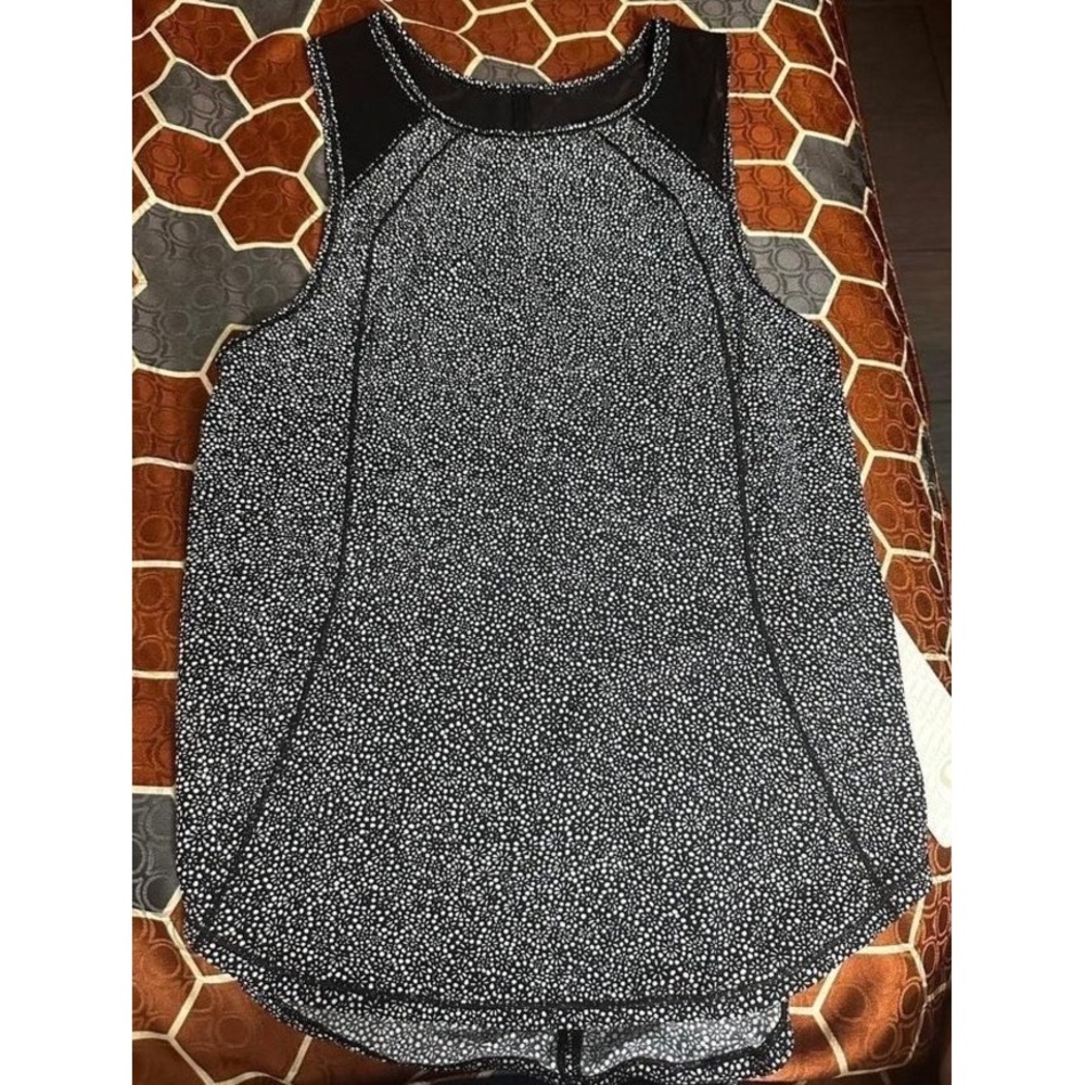 Lululemon Sculpt Tank Black White Floral Dot Mesh Back Athletic‎ Top Size 4 NEW